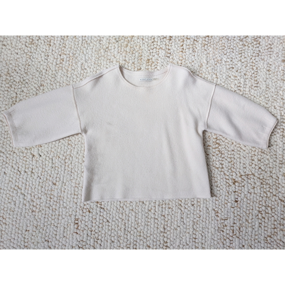 Alice + Olivia Wool Cropped Scooped Neck Three-quarter Sleeve Sweater Size M - Picture 5 of 14